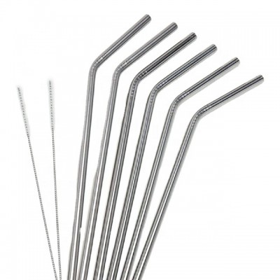 Metal Food Grade 304 Stainless Steel Straws Reusable Drinking Straws With Brushes